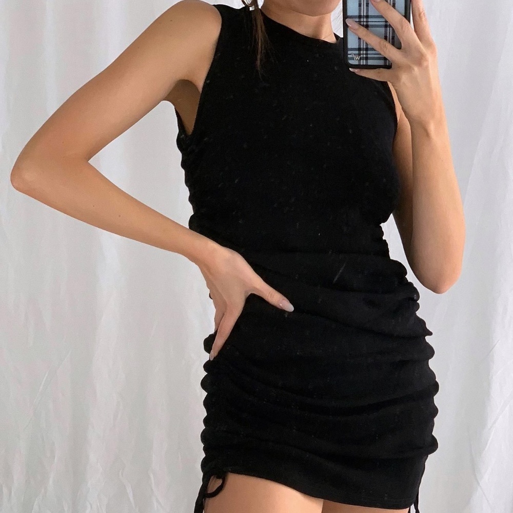 New* Lioness Ribbed Ruched Mini Dress - Picture 12 of 13